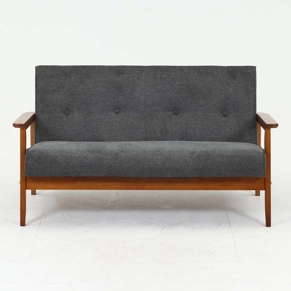 不二貿易 厚手ファブリックソファ ミート 2P グレー 73763 | 家具