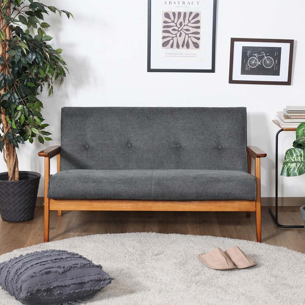 不二貿易 厚手ファブリックソファ ミート 2P グレー 73763 | 家具