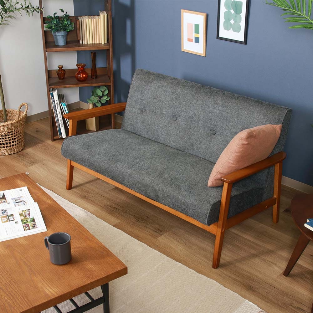 不二貿易 厚手ファブリックソファ ミート 2P グレー 73763 | 家具