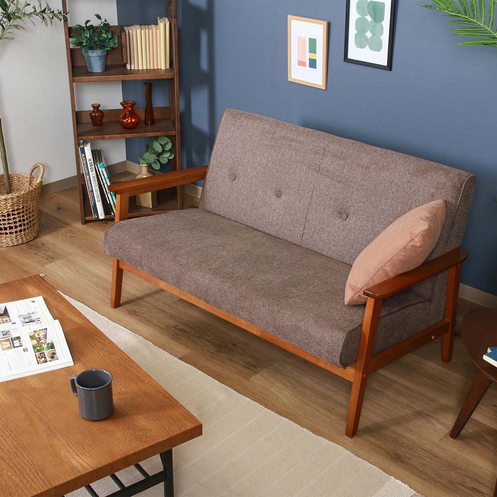 □2Pソファ ブラウン ファブリック