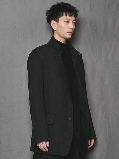SALE50%OFF/nude:masahiko maruyama ̡:ޥҥޥ/Wool/Linen Double Cloth REVERSIBLE OVERSIZED JACKET/Black - Stripe.