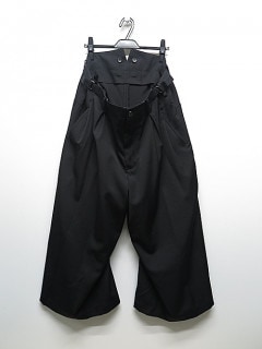 Yohji Yamamoto・ヨウジヤマモト/シワギャハ O−8分丈ギャバSパンツ/ブラック