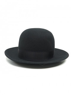 Yohji Yamamoto・ヨウジヤマモト/ウール帽体 ワイドブリムボーラーハット/ブラック