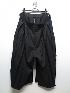 Ground Y・グラウンドワイ/T/W gabardine Box pleats hakama pants/BLACK