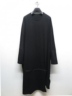 Ground Y・グラウンドワイ/30/cotton jersey Zipper slit long cut sew/BLACK