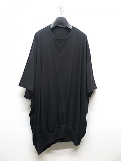 Ground Y・グラウンドワイ/30/cotton jersey Asymmetry q neck T short sleeves/BLACK