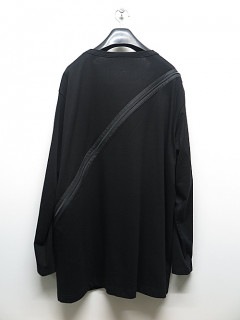 Ground Y・グラウンドワイ/30/cotton jersey Diagonal zipper long sleeves T/BLACK