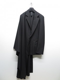 Ground Y・グラウンドワイ/T/W gaberdine Cloak docking jacket/BLACK