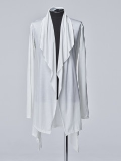 THE ONENESS・ザワンネス/Viscose x Organig Cotton Jersey Frill Collar Flare Cardigane/White