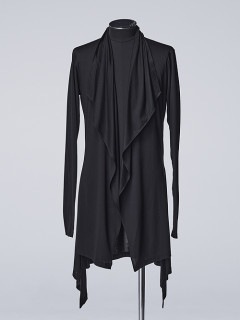 THE ONENESS・ザワンネス/Viscose x Organig Cotton Jersey Frill Collar Flare Cardigane/Black