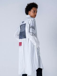 SALE50%OFF/nude:masahiko maruyama ̡:ޥҥޥ/LONG SHIRT COAT WITH MULTI PATCHES (POSTER PRINT)/Off White.