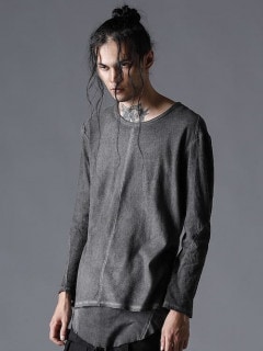 D.HYGEN・ディーハイゲン/ローゲージコットンジャージーコールドダイロングスリーブTシャツ/CHARCOAL
