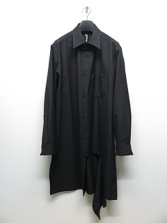 Ground Y・グラウンドワイ/T/W GABADINE LEFT FRONT CUT SHIRT/BLACK