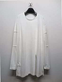 Ground Y�����饦��ɥ磻/30/- FINE PLAIN STITCH SWITCHING TUCK T/OFF WHITE.