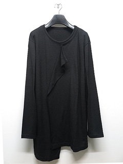 Ground Y饦ɥ磻/WASHABLE PLAIN STITCH DROOPING FRONT LONG T/BLACK.