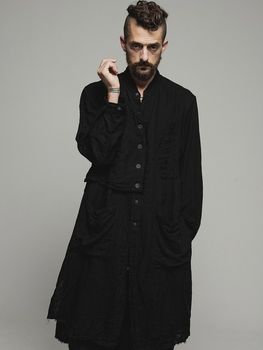 �㴰���nude:masahiko maruyama ���̡���:�ޥ��ҥ��ޥ���/GARMENT DYED LAYERED LONG SHIRT/Black