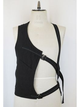 �㴰���nude:masahiko maruyama ���̡���:�ޥ��ҥ��ޥ���/Linen Cloth/Stripe HALF VEST/Black