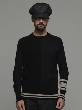 �㴰���nude:masahiko maruyama ���̡���:�ޥ��ҥ��ޥ���/16GG LONG SLEEVE KNIT PULLOVER/Black-Beige