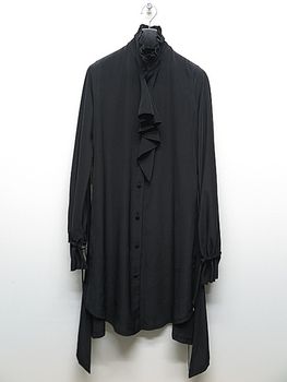 �㴰���THE ONENESS�ʥ����ͥ���/Recycled PE Dechine Frill Flare Shirt/Black