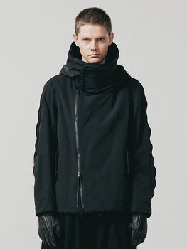 �㴰���nude:masahiko maruyama ���̡���:�ޥ��ҥ��ޥ���/Cotton/Nylon Grosgrain MULTI ZIP MILITARY SHORT HOODIE COAT/Black