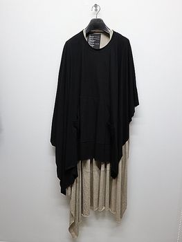 �㴰���nude:masahiko maruyama ���̡���:�ޥ��ҥ��ޥ���/40/- Cotton/Wool Jersey LAYERED PONCHO (2pcs SET)/Black-Beige