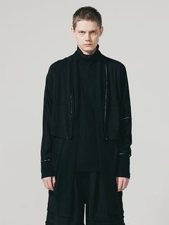 SALE50%OFF/nude:masahiko maruyama ̡:ޥҥޥ/12GG merino Wool Jersey Knit LAYERED 12GG KNIT LONG CARDIGAN/VEST/Black.