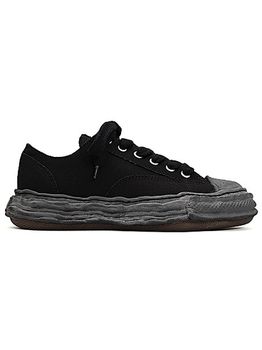 Maison MIHARA YASUHIRO/- PETERSON 23 - vintage color dyed original sole canvas low-top sneakers/BLK/BLK