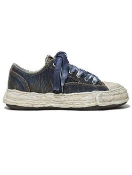 Maison MIHARA YASUHIRO�� PETERSON 23-original sole washed denim low-top sneakers/BLUE