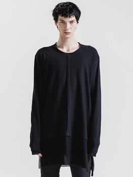 �㴰���nude:masahiko maruyama ���̡���:�ޥ��ҥ��ޥ���/Imitation Linen Cotton Jersey LONG SLEEVE T SHIRT/Black