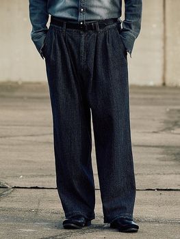 �㴰���wjk�����֥른��������/2-tuck wide trousers/used black