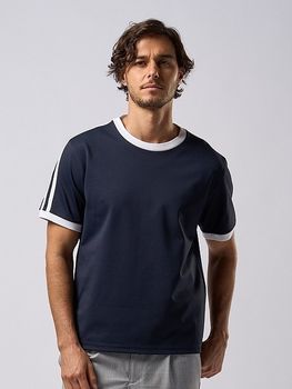 wjk�����֥른��������/line ringer Tee/navy