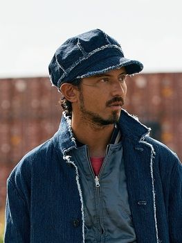 �㴰���wjk�����֥른��������/jacquard denim work cap/used
