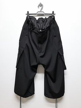 Ground Y�����饦��ɥ磻/W/GABARDINE 3D HALF POCKET PANTS/BLACK.