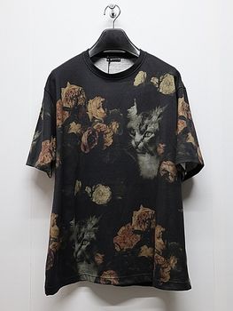 LAD MUSICIAN����å� �ߥ塼�������/30/2 T-CLOTH ROSE+CAT BIG T/BLACK BEIGE