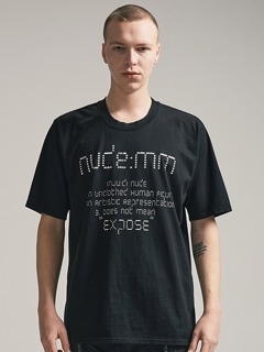 (ͽ)79ͽ/nude:masahiko maruyama ̡:ޥҥޥ/40/2 28GG Jersey SHORT SLEEVE CRACKED PRINT T SHIRT/Black