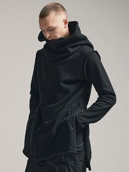 �㴰���nude:masahiko maruyama ���̡���:�ޥ��ҥ��ޥ���/30/7 French Terry OVERSIZED SLEEVELESS HOODIE/Black