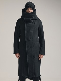 (ͽ)79ͽ/nude:masahiko maruyama ̡:ޥҥޥ/Wool Cotton Dread Boa REVERSIBLE LONG HOODIE COAT/Black