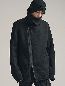 �㴰���nude:masahiko maruyama ���̡���:�ޥ��ҥ��ޥ���/Wool Cotton Dread Boa ZIPUP JACKET/Black
