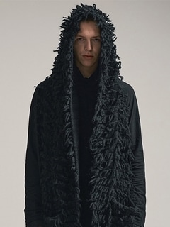 (ͽ)79ͽ/nude:masahiko maruyama ̡:ޥҥޥ/3GG Long Pile Knit HOODIE STOLE/Black