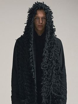 �㴰���nude:masahiko maruyama ���̡���:�ޥ��ҥ��ޥ���/3GG Long Pile Knit HOODIE STOLE/Black