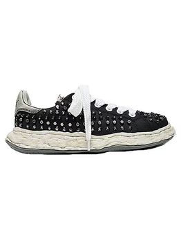 Maison MIHARA YASUHIRO��CHARLES original sole studded canvas Low-Top sneakers/BLK.