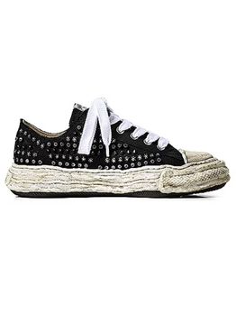 Maison MIHARA YASUHIRO��PETERSON 23 /Original Sole Studded Paint Canvas Low-Top Sneaker/BLACK.