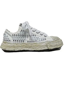 Maison MIHARA YASUHIRO��PETERSON 23 /Original Sole Studded Paint Canvas Low-Top Sneaker/WHITE.