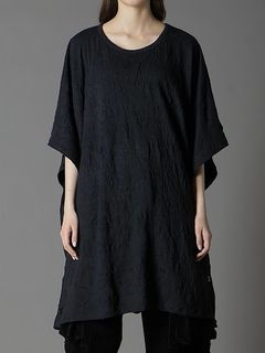 Ground Y�����饦��ɥ磻/CATHC WASHER WRINKLE JERSEY SIDE BUTTON SHORT SLEEVED T-SHIRT/BLACK.