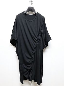 Ground Y�����饦��ɥ磻/C/MO JERSEY DRAWCORD FRENCH SLEEVE T-SHIRT/BLACK.