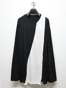 Ground Y�����饦��ɥ磻/C/MOJERSEY COMBINATION TSUJIKIRI LONG SLEEVED T-SHIRT/BLACKWHITE.