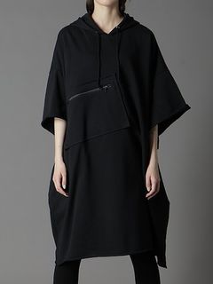 Ground Y饦ɥ磻/40/20 MINI FLEECE LONG HOODIE W/CHEST POCKET/BLACK