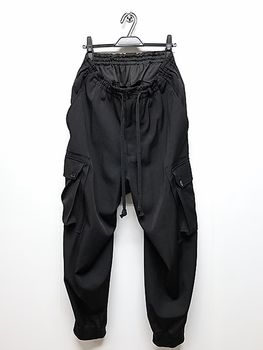 Ground Y�����饦��ɥ磻/W/GABARDINE STANDARD RIBBED HEM CARGO PANTS/BLACK