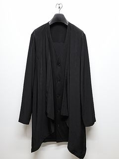 Ground Y饦ɥ磻/COTTON +DE CHINE FRONT DRAPE T-SHIRT/BLACK