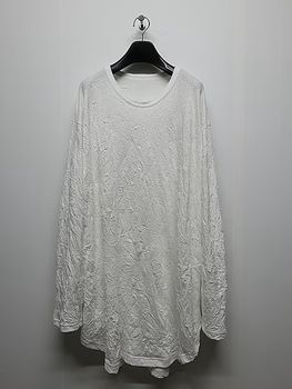 SALE40%OFF/Ground Y�����饦��ɥ磻/COTTON POLYESTER HEM JUMBO LONG SLEEVED T/WHITE.